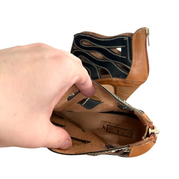 Pikolinos Java Peep Toe Sandals Cutout Zip Back Brown Black Womens 42 / US 11 - Picture 8 of 10